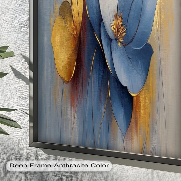 Blaue Magnolien-Wandkunst – Blumen-Ölgemälde
