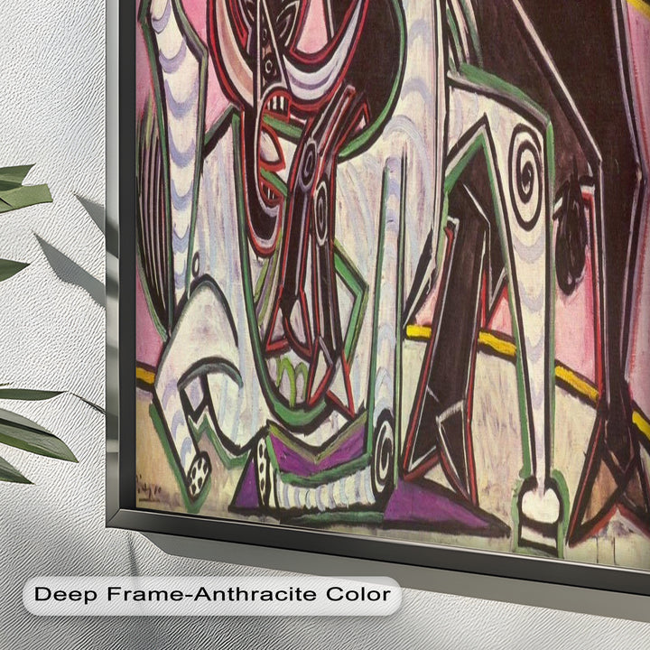 Abstract Bullfight Scene Wall Decor – Cubist Oil Painting