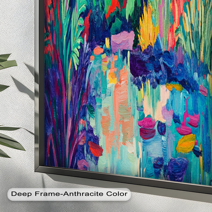 Sunset Reflections Oil Painting – Fauvist Lakeside Dreamscape