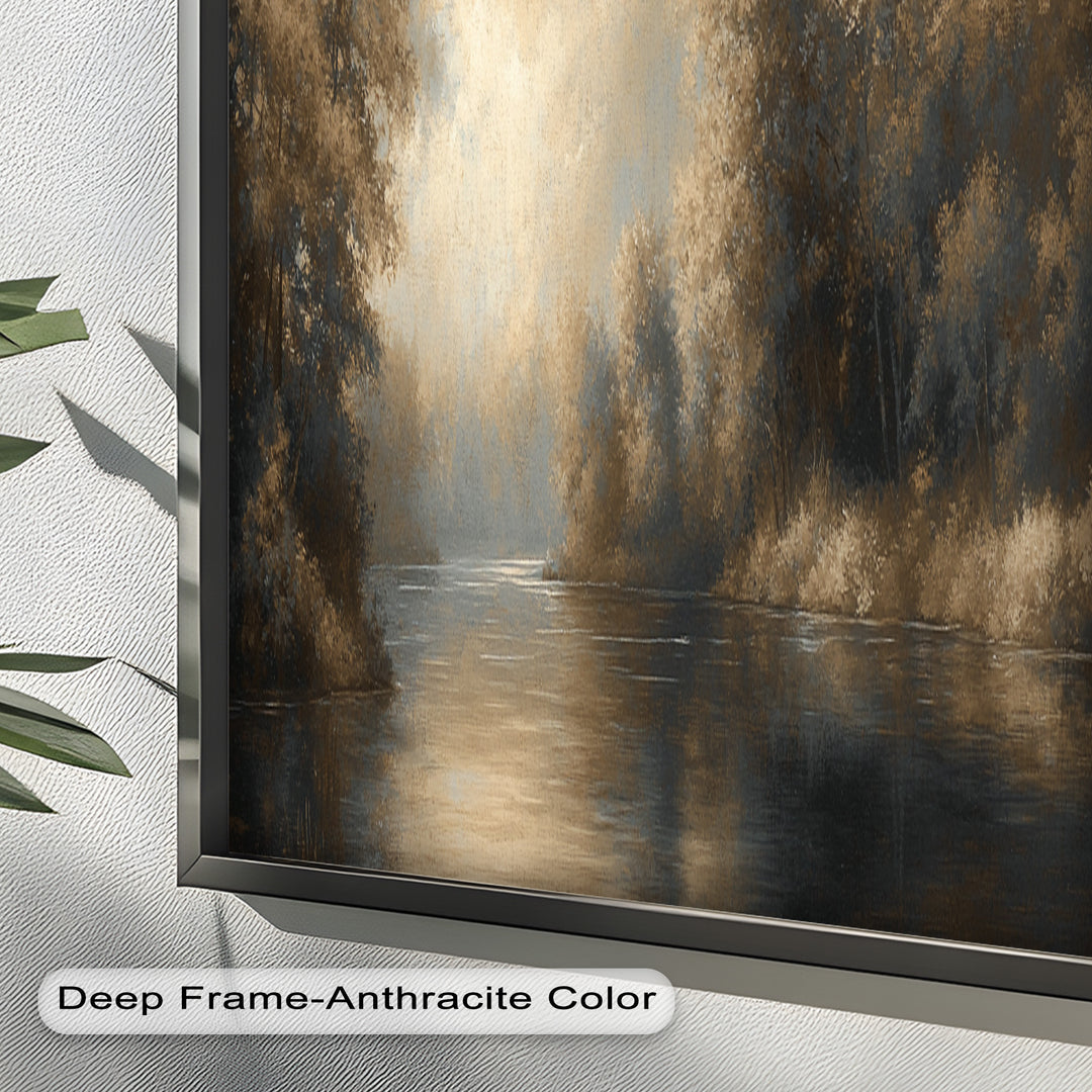 Serene River Landscape Wall Art – Modern Oil Painting