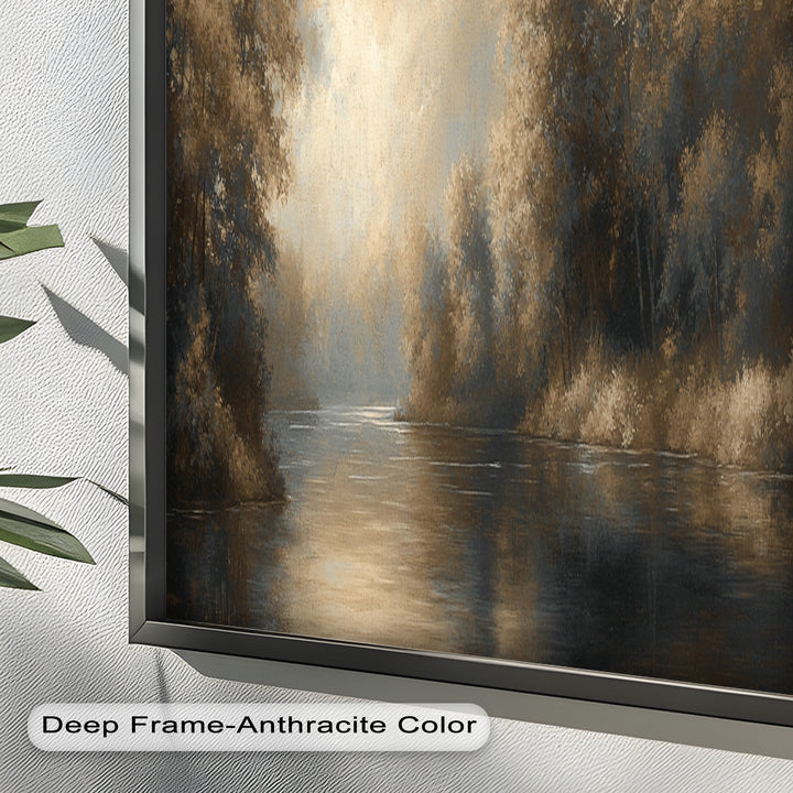 Serene River Landscape Wall Art – Modern Oil Painting