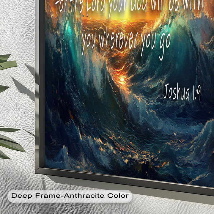 Joshua 1:9 – Courage & Strength Bible Verse Oil Painting
