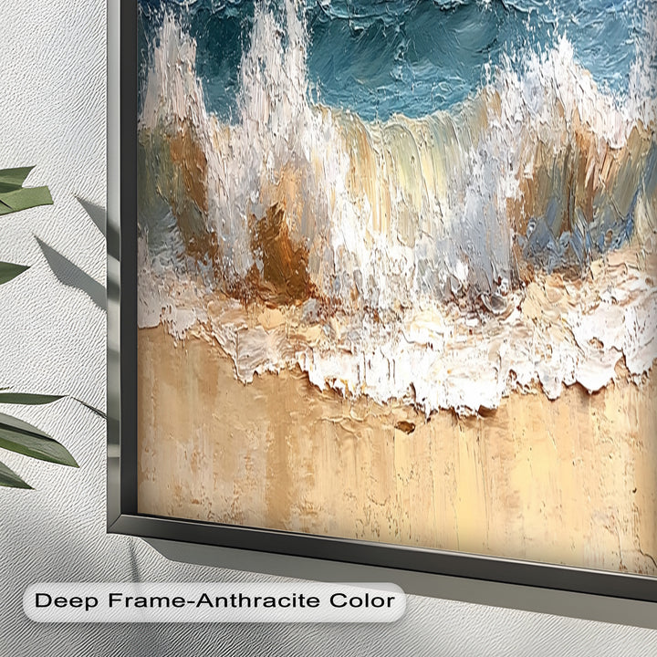 Coastal Beach Wall Art - Crashing Waves Seascape Oil Painting