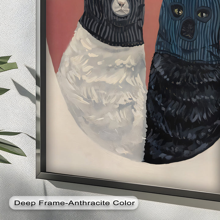 Masked Companions – Contemporary Cat Oil Painting