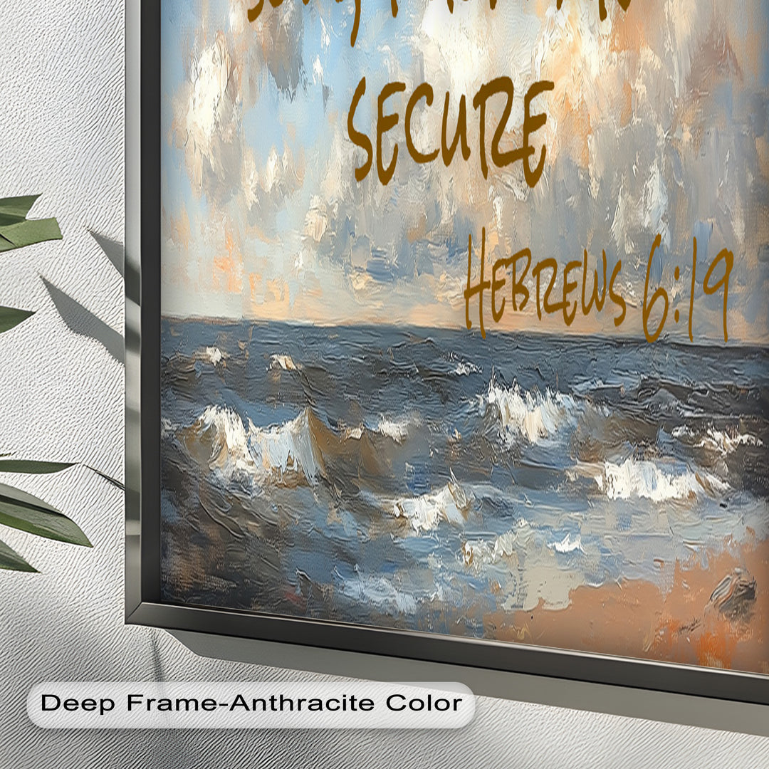 Hebrews 6:19 Bible Verse Oil Painting – Anchor of Hope Wall Art