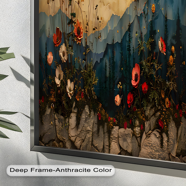 Golden Moon Wall Art-Forest Landscape Oil Painting