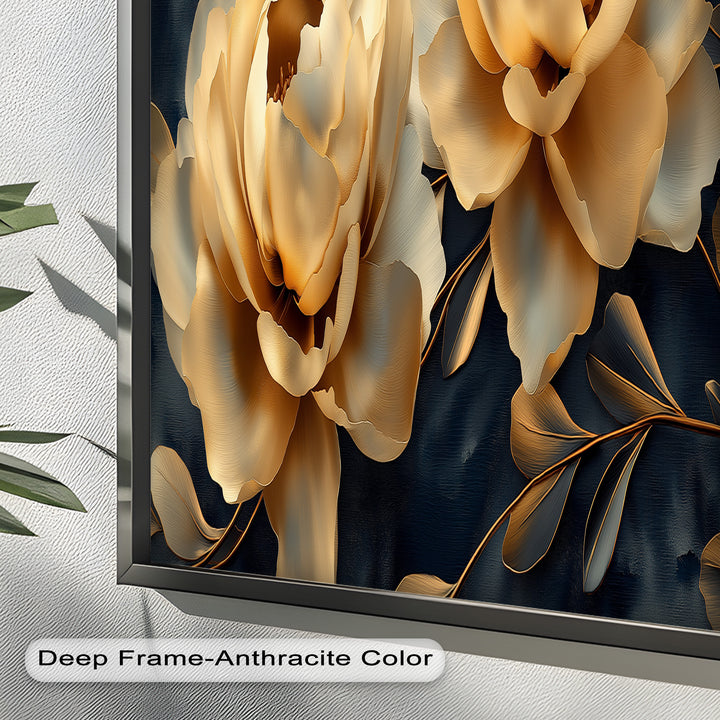 Golden Bloom Elegance – Flower Oil Painting
