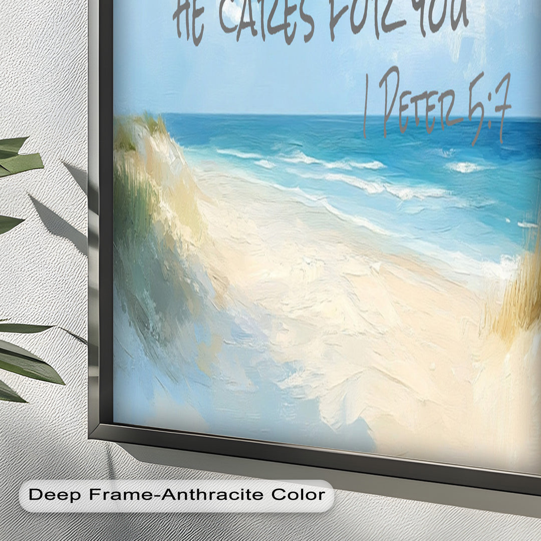 1 Peter 5:7 – Cast Your Anxiety Bible Verse Oil Painting
