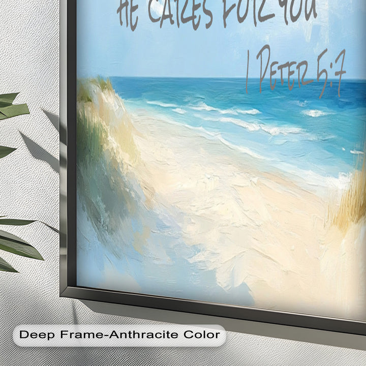 1 Peter 5:7 – Cast Your Anxiety Bible Verse Oil Painting
