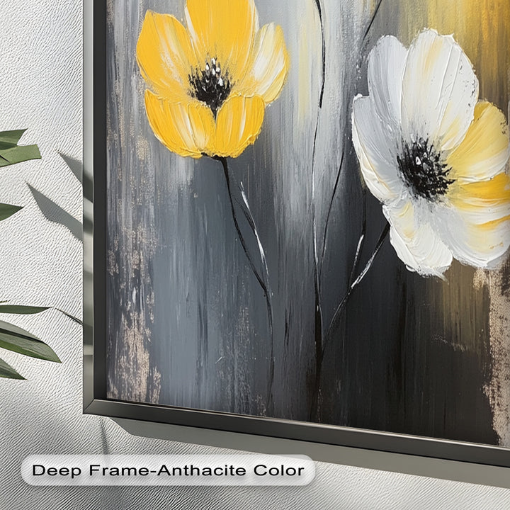 Golden Harmony – Yellow and White Floral Oil Painting