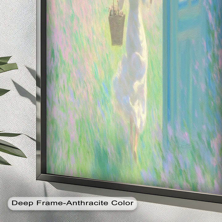 Into the Bloom – Dreamy Woman in Wildflower Field Oil Painting