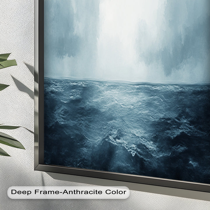 Ocean Horizon Calm – Minimalistisches blaues Meereslandschafts-Ölgemälde