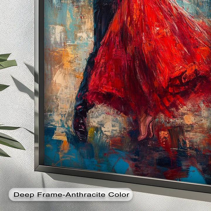 Flamenco Fire – Romantic Couple in Red Dress Oil Painting