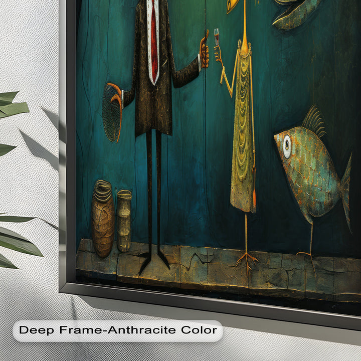 Moonlight Toast – Whimsical Surrealist Underwater Picasso Oil Painting