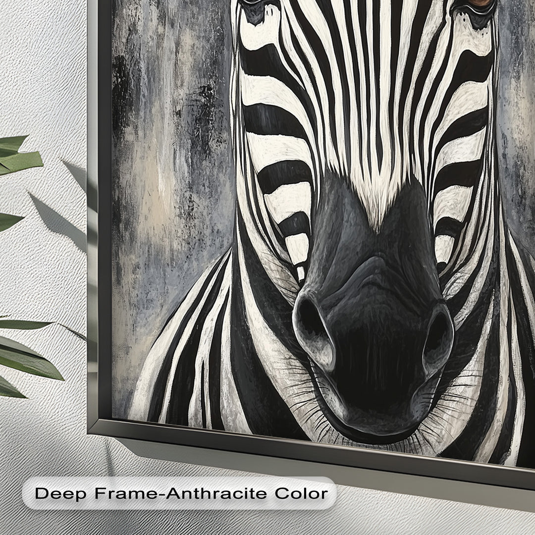 Zebra Portrait – Bold Black and White Animal Oil Painting