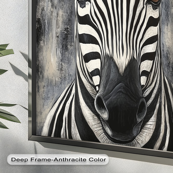 Zebra Portrait – Bold Black and White Animal Oil Painting