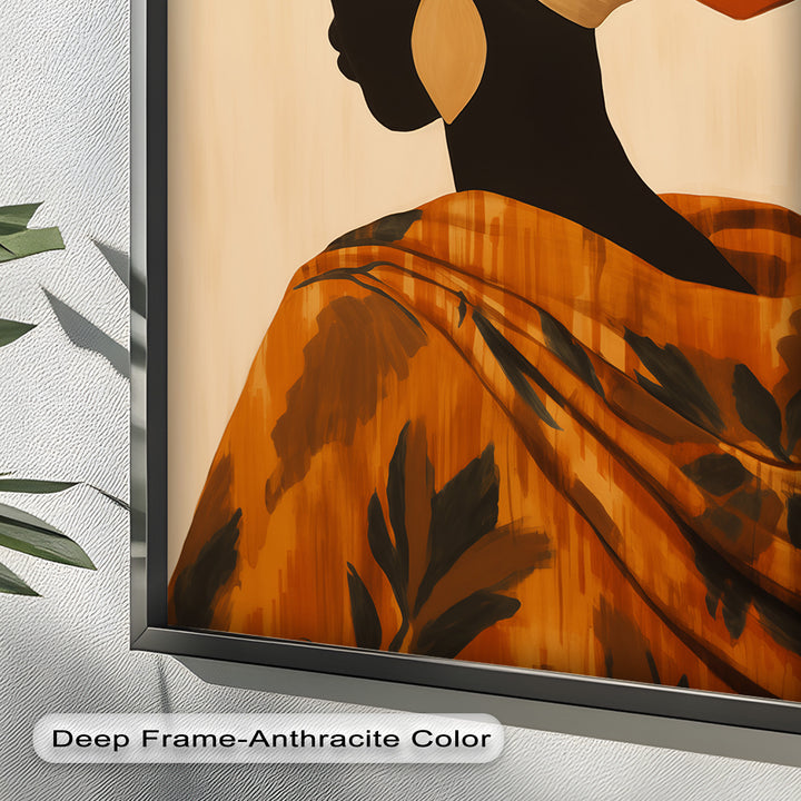 Afrikanische Frau Silhouette Kunst - Gerahmtes Ölgemälde