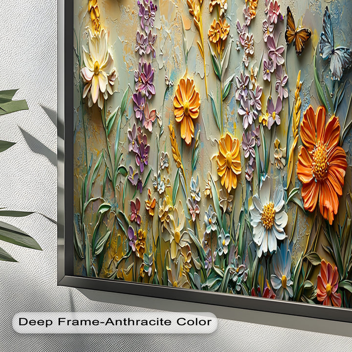 Abstract Floral Butterflies – Modern Oil Painting
