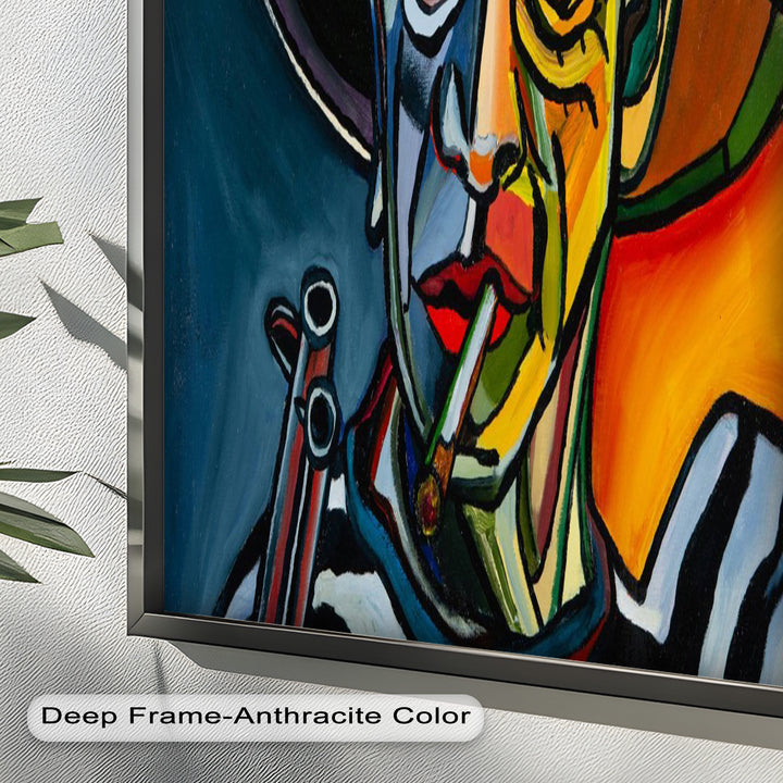 Rebel's Gaze – Bold Cubist Portrait Picasso Oil Painting