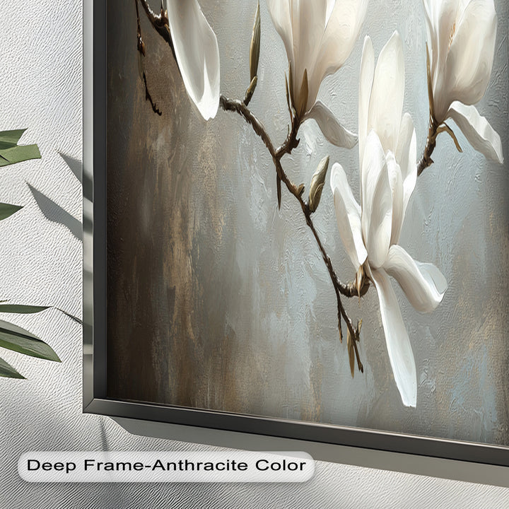 Magnolia Serenity – Cream Blossom Branch Flower Oil Painting