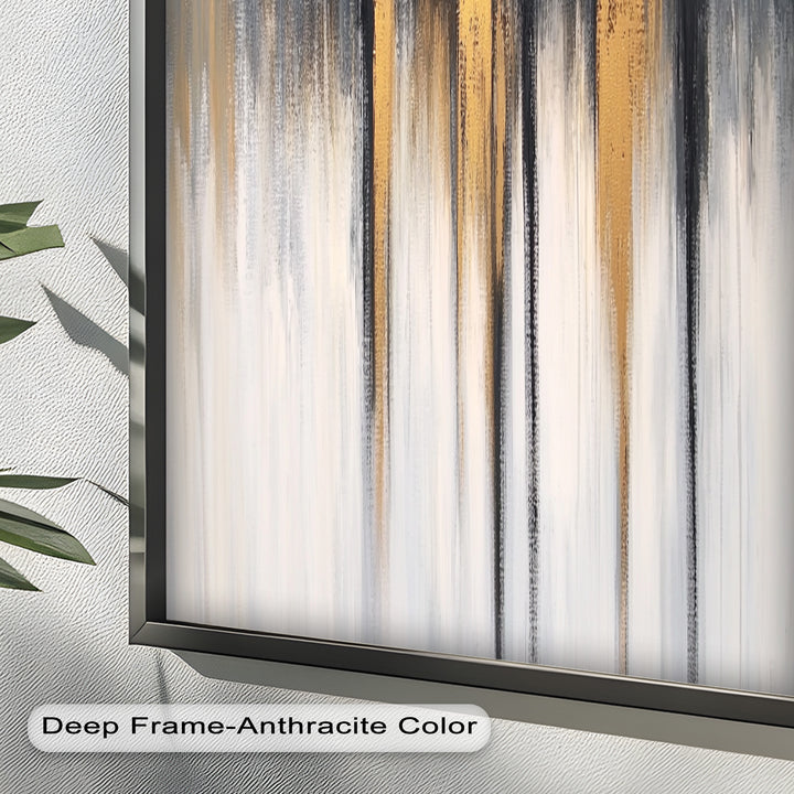 Modern Grey & Gold Abstract – Framed Oil Painting