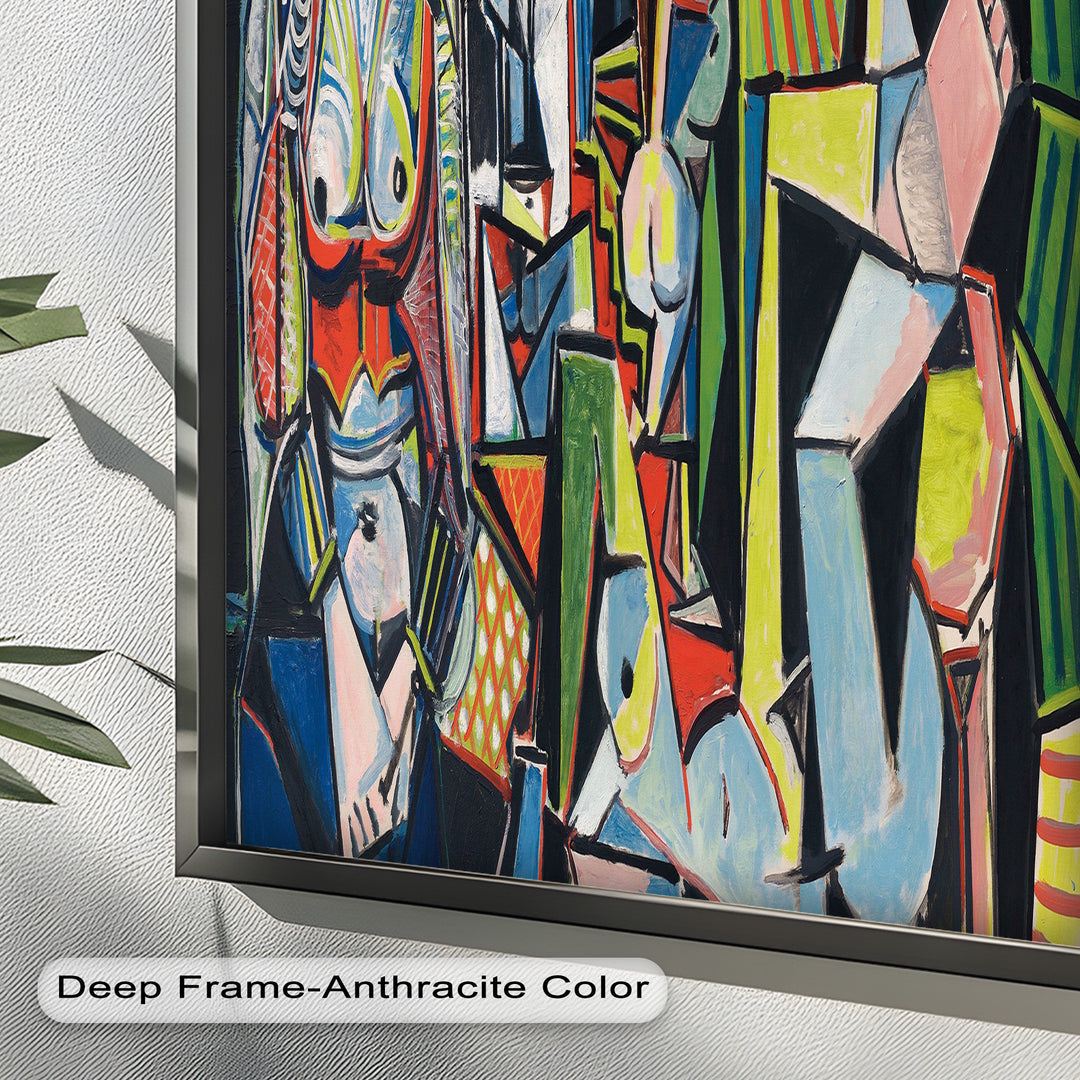 The Mirror Within – Bold Cubist Interior Picasso Oil Painting