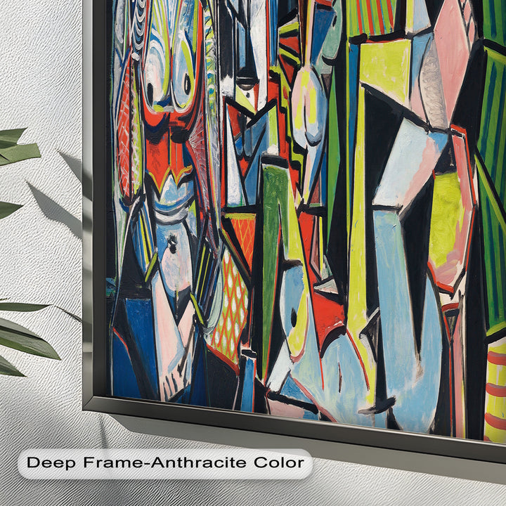 The Mirror Within – Bold Cubist Interior Picasso Oil Painting