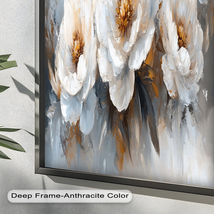 Ivory Garden Symphony – White Peony Bouquet Flower Oil Painting