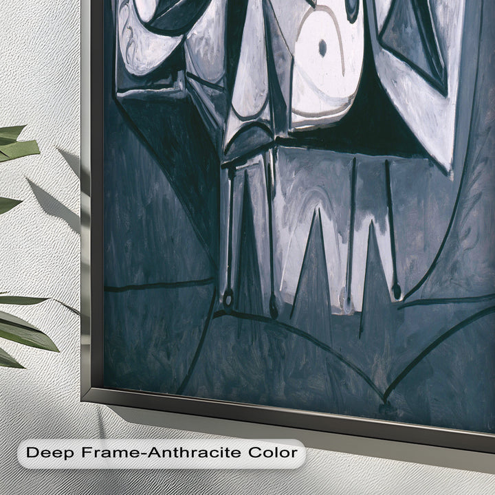 Geometry of Stillness – Monochrome Reclining Picasso Oil Painting
