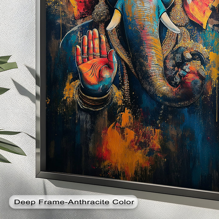 Ganesha Segen Wandkunst – Religiöses Ölgemälde