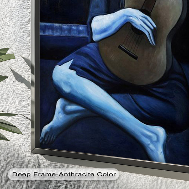 Melancholy Strings – Blue Period-Inspired Guitarist Oil Painting