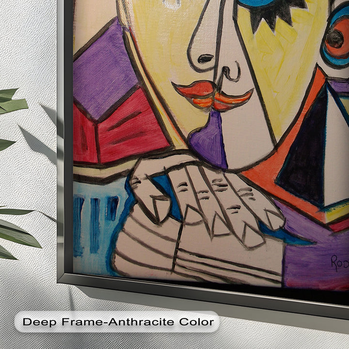 Unified Gaze – Dual Expression Abstract Picasso Oil Painting
