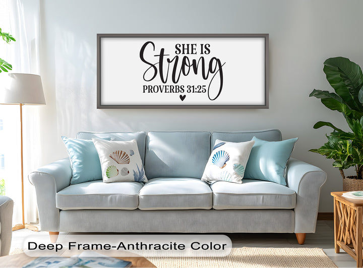 She Is Strong – Proverbs 31:25 Bible Verse Oil Painting