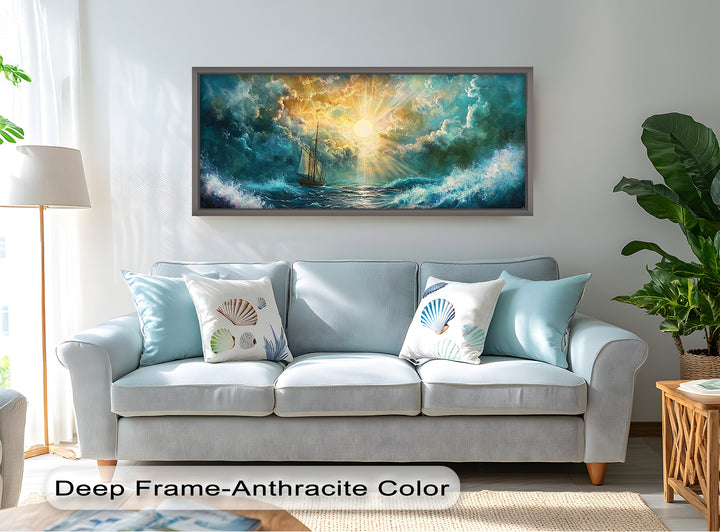 Golden Sun & Sea – Boat Oil Painting
