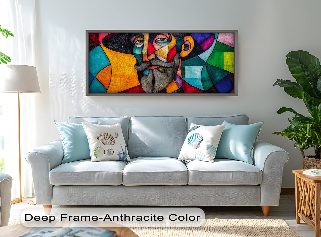 The Thinker’s Mosaic – Abstract Male Portrait Oil Painting