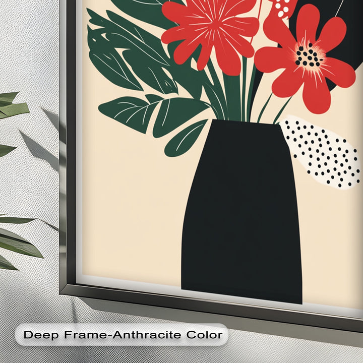 Purpurrote Blüte in monochromer Vase – Modernes florales Ölgemälde