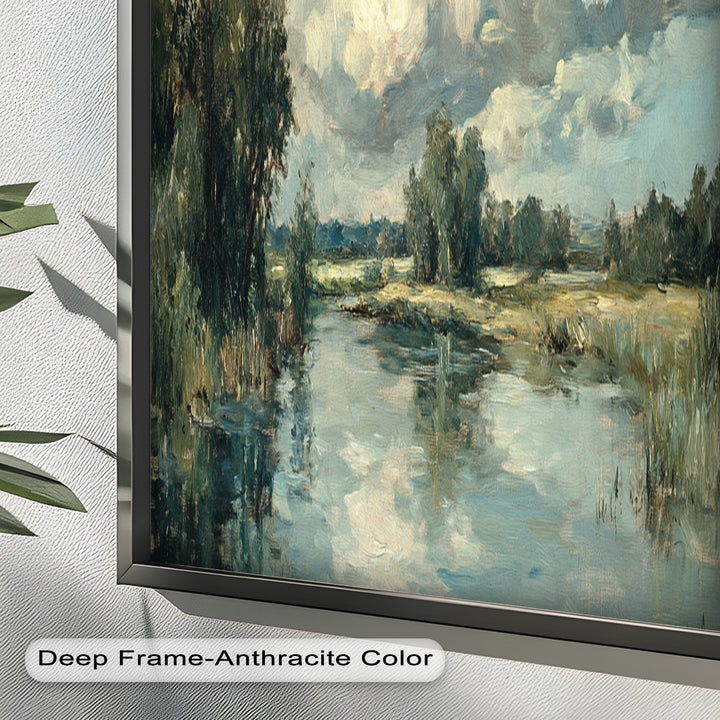 Golden Field & Mountain Horizon – Landscape Oil Painting