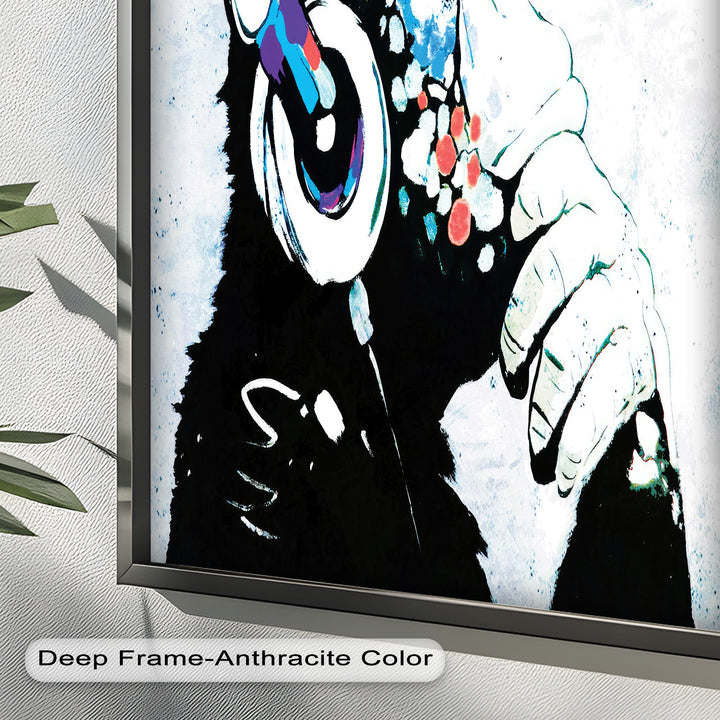 Contemplative Chimp with Headphone – Banksy Oil Painting