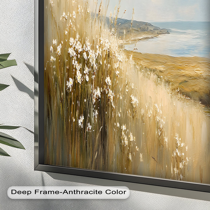 Wildflower Field Landscape – Serene Coastal Oil Painting