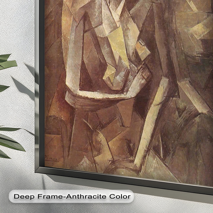 Sepia Kubistische Figur Wandkunst – Abstraktes Ölgemälde