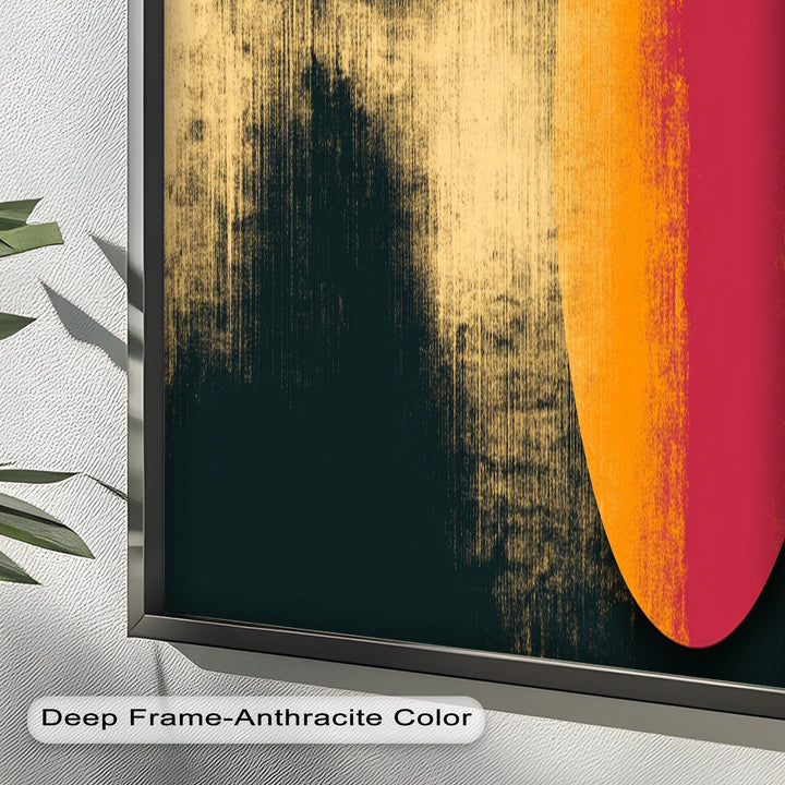 Rot &amp; Orange Eclipse Art – Minimalistisches Ölgemälde