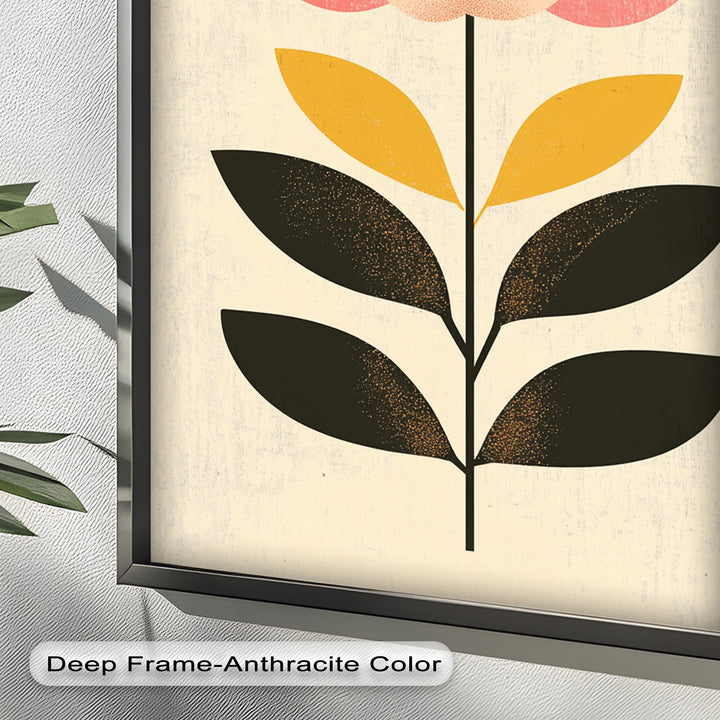 Mid-Century Bloom – Retro Floral Minimalist Wall Art Oil Painting