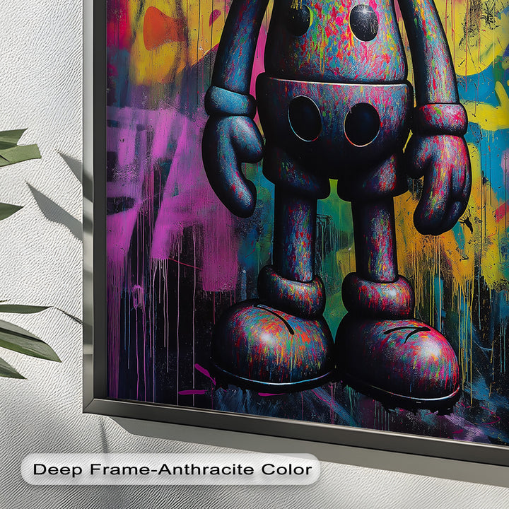 Neon Skull Companion – Mehrfarbiges KAWS-Ölgemälde
