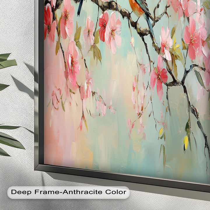Three Birds Among Blossoms – Animal Oil Painting