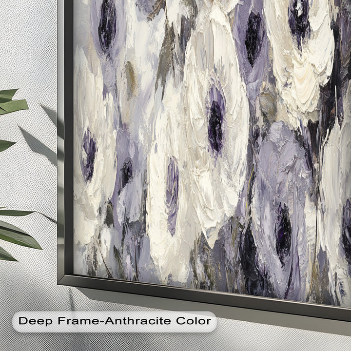Ivory Whispers – Cream and Lavender Anemone Flower Oil Painting