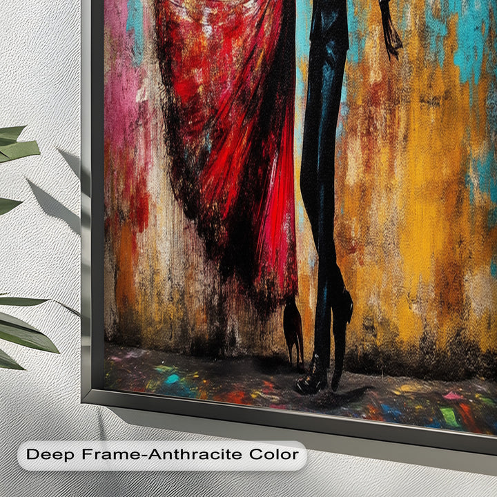 Whirl of Passion – Dancing Lovers in Red Love Oil Painting