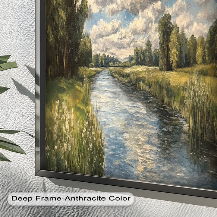 Ruhige Flusslandschaft – Moderne Natur-Ölgemälde