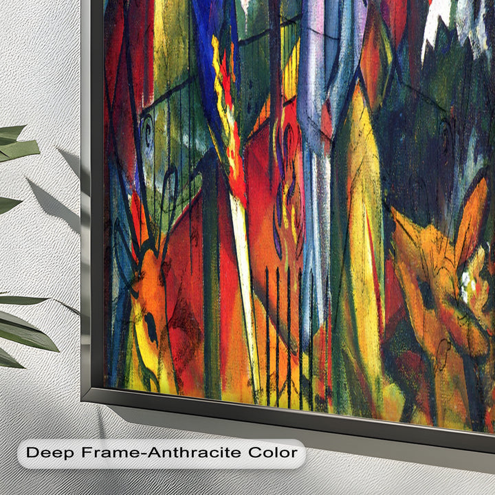 Tropical Garden with Parrots and Men – Modern Oil Painting