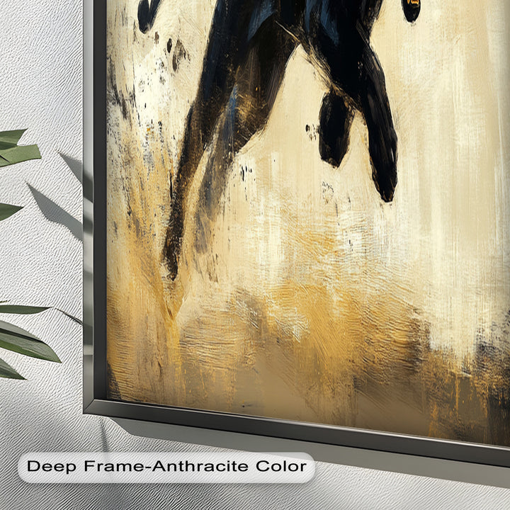 Charging Black Panther in Motion – Animal Oil Painting