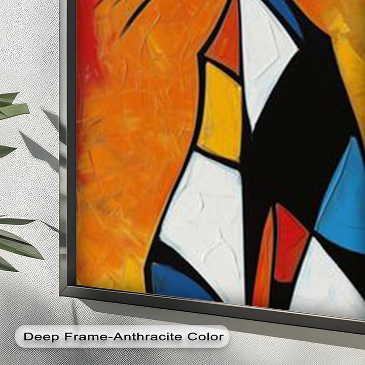 Geometrische Katze in kräftigen Farben – Picasso-Ölgemälde